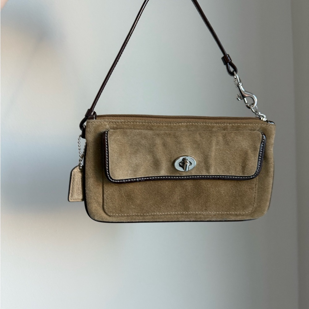 Tan Suede Coach wristlet